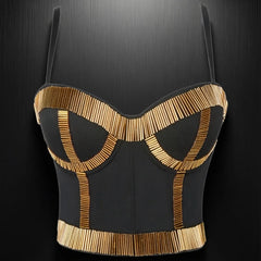 Quality Pearl Tank Tops Rhinestone Women Crop Top Club Clothes Streetwear Y2K Corset Woman Shaper Camis Fashion Feamale Clothing