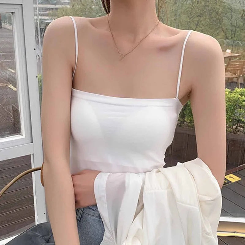 Women's Solid Color Seamless Suspender Breast Wrapped One-piece Breast Pad Strapless Beautiful Back Bottom Layer Inner Vest