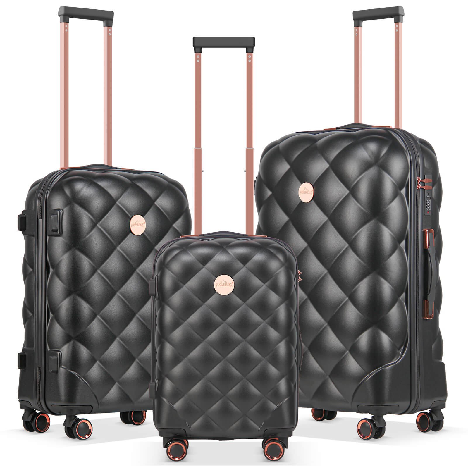 HOMELUX 3-teiliges Hartschalen Kofferset ABS Leicht Reisekoffer Trolley Rollkoffer Set M-L-XL