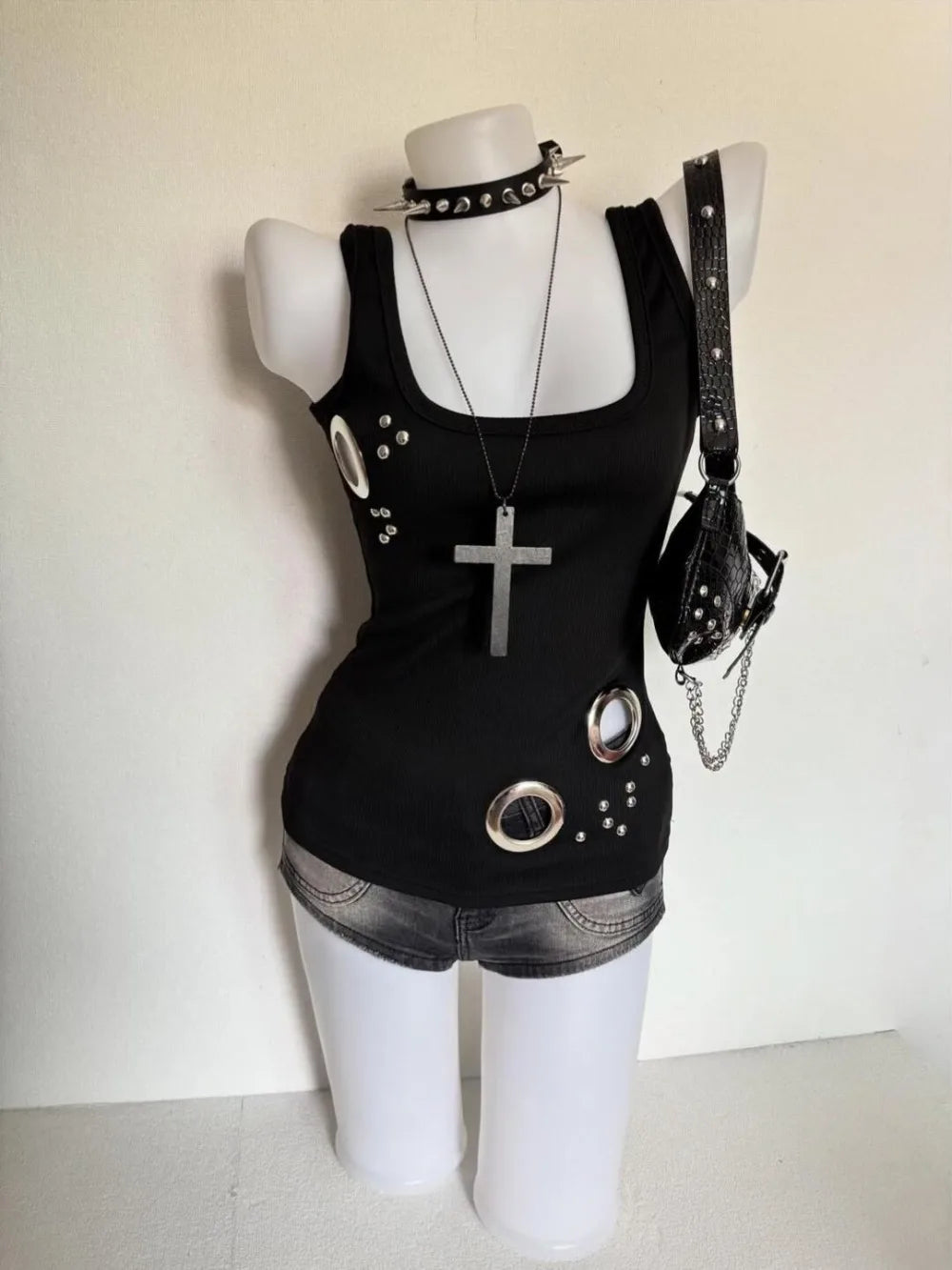American Vintage Y2K Tank Tops Women Sweet Spice Girl Sexy Hollow Out Slim Sleeveless Vest Grunge Harajuku Punk Fashion Camisole
