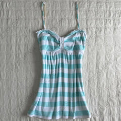 Y2K Harajuku Aesthetics Women Camisole Top Sexy Slim Fit Casual Chic Striped Crop Tee Millennium American Retro Gyaru Streetwear