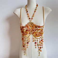Women Tops Beaded Bralette Festival Vest Club Bikini Bra Top Pearl Female Bustier Beachwear Lingerie Woman Rave Clothing Tanks